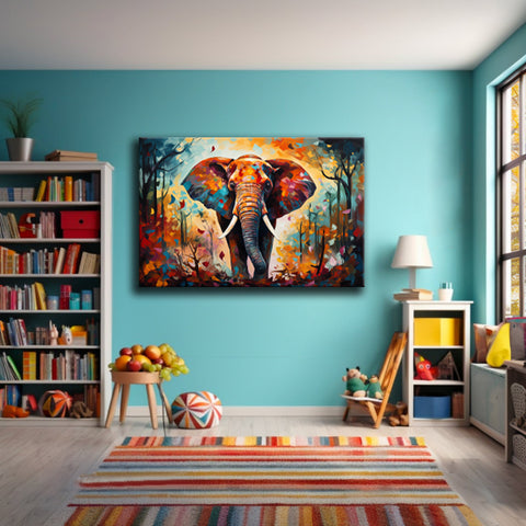 Modern Elephant Wall Art  | Colorful and Abstract Elephant Canvas Prints for Unique Home Decor | Large Canvas Wall Art | Living Room Wall Art | Bedroom Wall Art