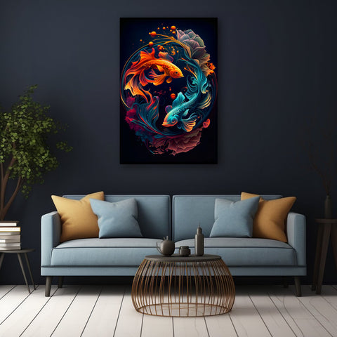 Harmony in Motion, Fish Portrait, Extra Large Canvas Wall Art, Wall Decor, Modern Living Room Large Wall Art, Bedroom Wall Art