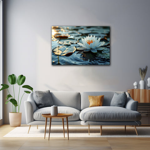 White Lotus Wall Art | Lotus Flower Print | Modern Floral Wall Décor | Nature Lover Gift | Minimalist Floral Home Décor | Extra Large Wall Art | Living Room Décor | Bedroom Wall Art | Above Bed Décor | Yoga Studio Décor | Large Wall Art