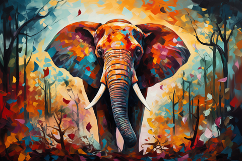 Modern Elephant Wall Art  | Colorful and Abstract Elephant Canvas Prints for Unique Home Decor | Large Canvas Wall Art | Living Room Wall Art | Bedroom Wall Art