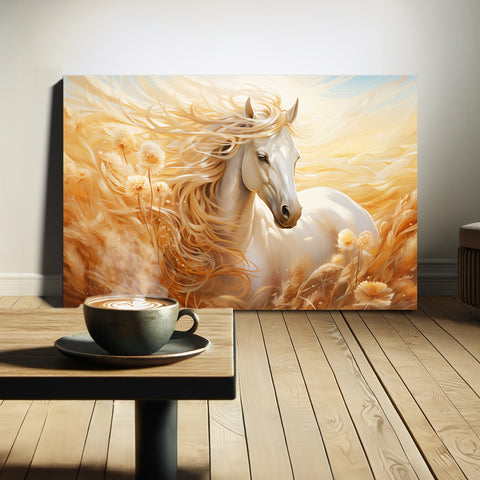The Golden Horse | Horse Canvas Art | Horse Wall Art | Large Horse Canvas | Equine Decor | Modern Horse Painting